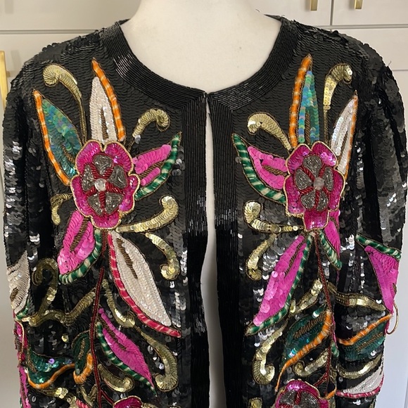 Vintage Joan Leslie Evenings Sequinned/Beaded Bolero Jacket - Picture 2 of 16